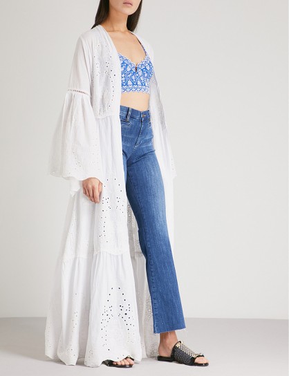 WE ARE LEONE Broderie anglaise cotton maxi jacket / long bohemian style clothing