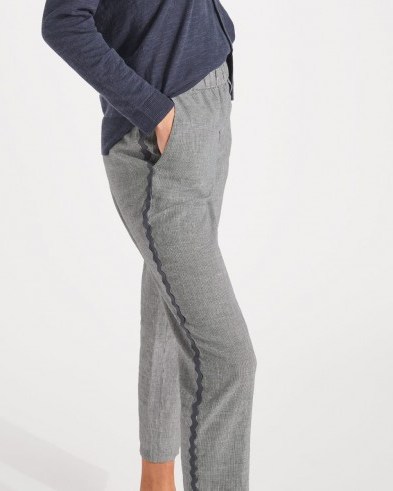 JIGSAW WEAVE LINEN RELAXED TROUSERS / stylish cropped pants - flipped