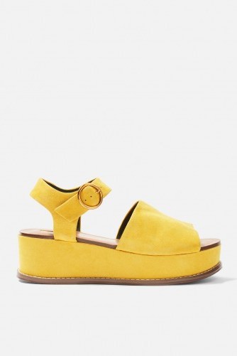 Topshop Wow Platform Wedge Sandals in Yellow - flipped