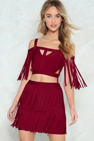 NASTY GAL You’re a Complete Babe Fringe Top and Skirt Set. FRINGED OUTFITS - flipped