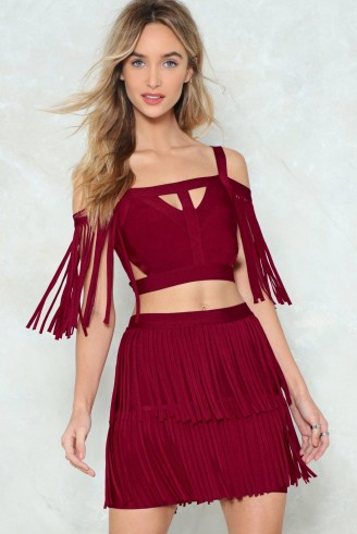 NASTY GAL You’re a Complete Babe Fringe Top and Skirt Set. FRINGED OUTFITS