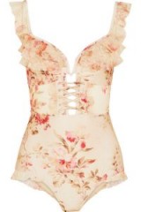 $188.00 Zimmermann Attractive Corsair Ruffled Floral-Print Swimsuit