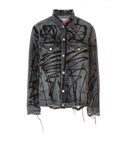 Adaptation Denim Jacket ~ distressed graffiti print jackets