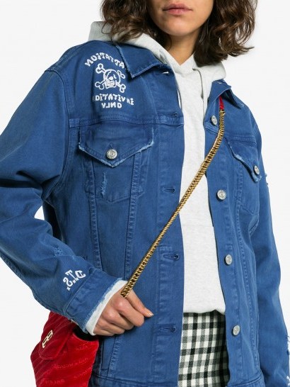 Adaptation Invitation Only Embroidered Denim Jacket ~ blue slogan jackets - flipped
