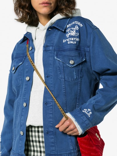 Adaptation Invitation Only Embroidered Denim Jacket ~ blue slogan jackets