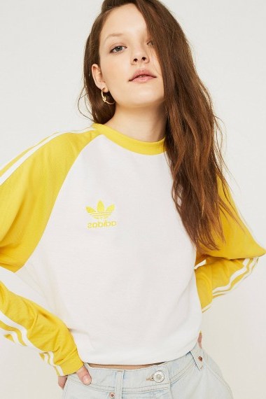 adidas Originals 3-Stripe Yellow Long-Sleeve Shirt ~ sports fashion - flipped