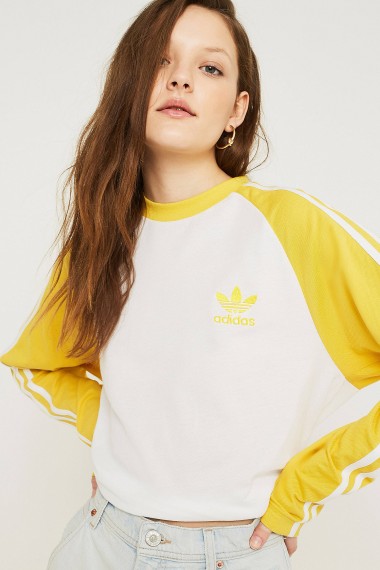 adidas Originals 3-Stripe Yellow Long-Sleeve Shirt ~ sports fashion