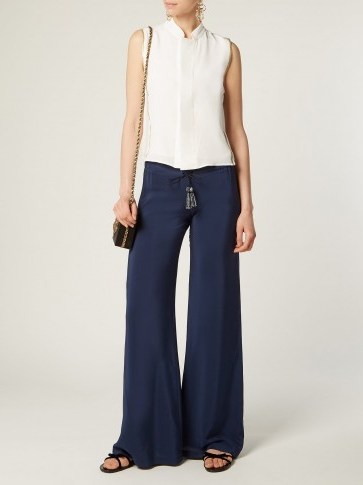 ZEUS + DIONE Alcestes drawstring silk trousers ~ navy-blue slinky pants - flipped