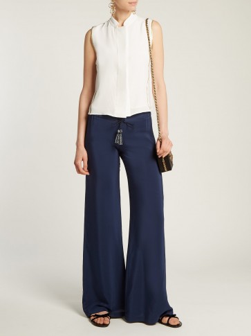 ZEUS + DIONE Alcestes drawstring silk trousers ~ navy-blue slinky pants