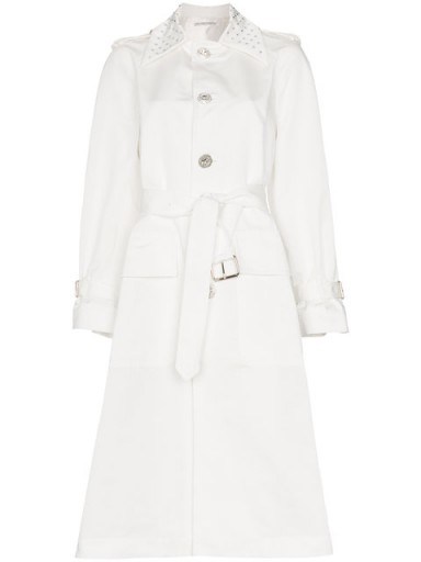 Alessandra Rich Crystal Embellished Faille Trench Coat ~ luxe coats - flipped