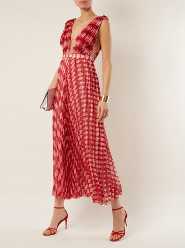 RAQUEL DINIZ Alexa harlequin-print gown ~ red and pink prints - flipped