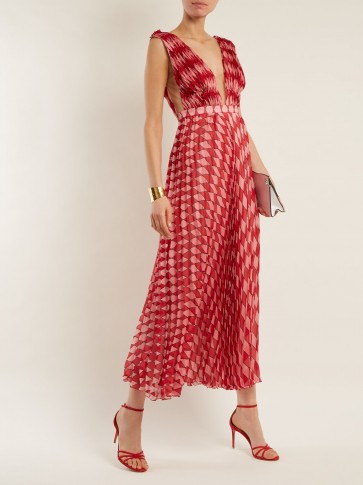 RAQUEL DINIZ Alexa harlequin-print gown ~ red and pink prints