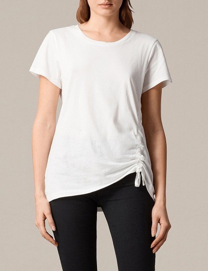 ALLSAINTS Arie cotton-jersey T-shirt / white side ruched tees - flipped