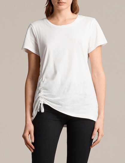 ALLSAINTS Arie cotton-jersey T-shirt / white side ruched tees
