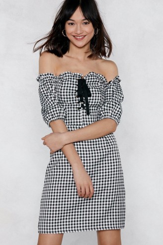 Nasty Gal Almost Square Gingham Dress ~ checked bardot dresses