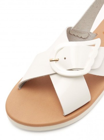 ANCIENT GREEK SANDALS Anesi patent-leather slingback sandals | white crossover front slingbacks | summer flats - flipped