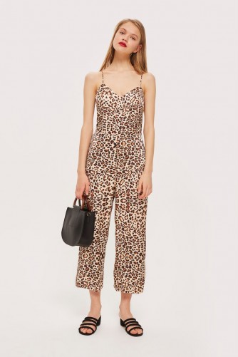 Topshop Animal Print Jumpsuit | cropped leg leopard print jumpsuits | thin straps