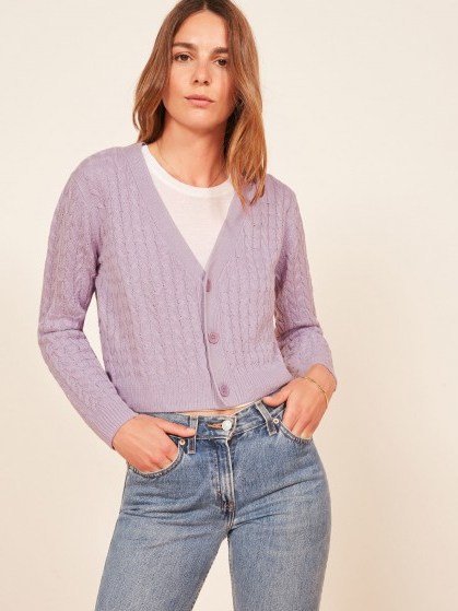 Reformation Annabell Sweater Lilac | cropped knitwear - flipped