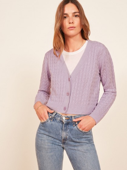 Reformation Annabell Sweater Lilac | cropped knitwear