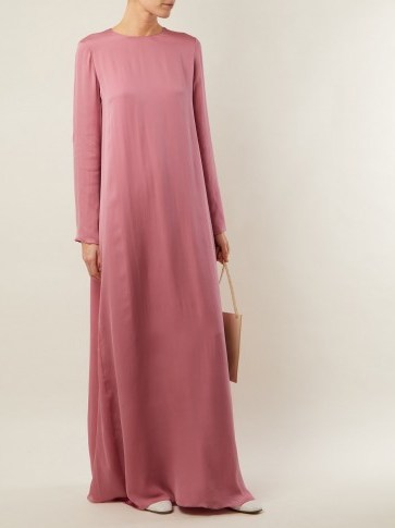 THE ROW Antoi round-neck silk tunic-dress ~ long fluid pink dresses - flipped