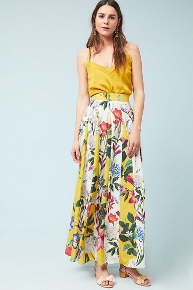 Rococo Sand Aprile Skirt | long yellow floral print skirts - flipped