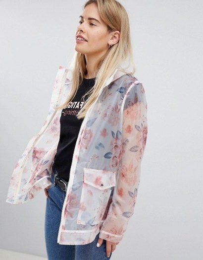 ASOS DESIGN Floral Rainwear Jacket | sheer waterproof jackets - flipped
