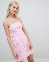 ASOS DESIGN premium 3d floral a-line mini dress | pink strapless party dresses