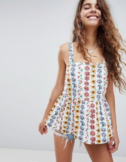 ASOS Smock Cami in Cotton in Floral | multi-coloured summer tops - flipped
