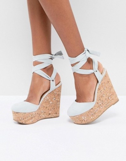 ASOS TATE High Wedges | strappy pale blue wedged sandals - flipped