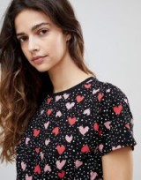 ASOS T-Shirt in Ditsy Heart Print ~ black tees ~ pink hearts