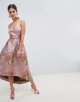 ASOS EDITION Beautiful Floral Jacquard Midi Prom Dress | pink floral party dresses