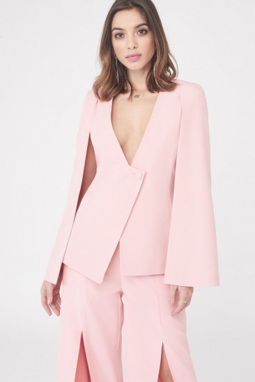 LAVISH ALICE asymmetric hem fitted blazer – pink jackets