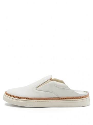 MAISON MARGIELA Backless leather trainers | white slip-on sneakers - flipped