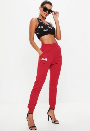 barbie x missguided red barbie joggers ~ sporty fashion - flipped
