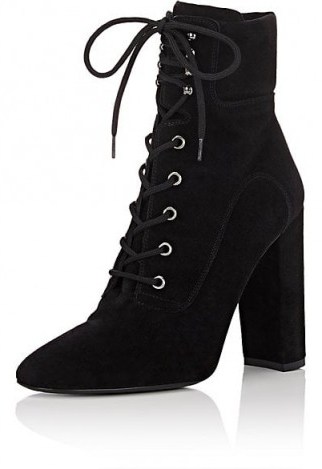 BARNEYS NEW YORK Suede Lace-Up Ankle Boots – as worn by Paris Hilton on Instagram, 11 April 2018. Celebrity footwear | star style fashion - flipped