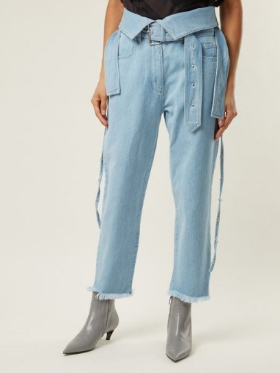 MARQUES’ALMEIDA Belt-waisted denim trousers ~ belted frayed hem jeans - flipped