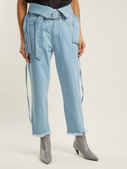 MARQUES’ALMEIDA Belt-waisted denim trousers ~ belted frayed hem jeans