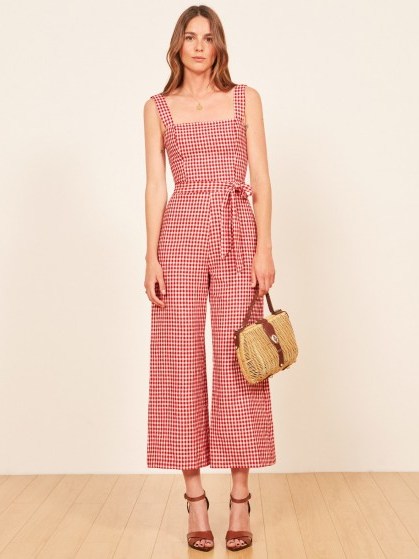Reformation Birch Jumpsuit in May Check | red checked jumpsuits - flipped