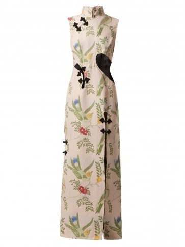 MARQUES’ALMEIDA Bird brocade cut-out gown / floral oriental style dresses - flipped