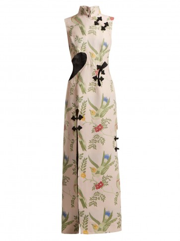 MARQUES’ALMEIDA Bird brocade cut-out gown / floral oriental style dresses