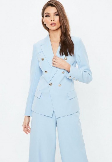 Missguided blue military blazer jacket – gold button jackets - flipped