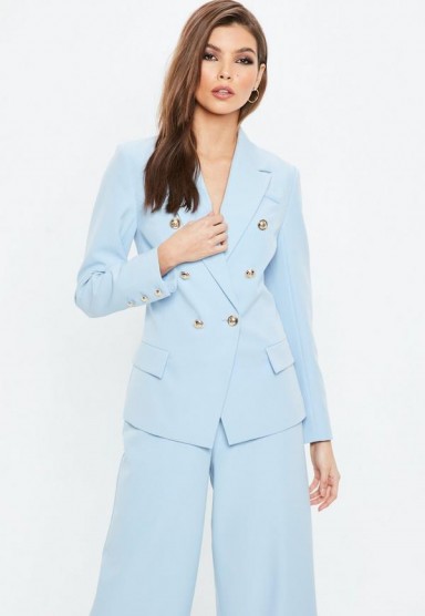 Missguided blue military blazer jacket – gold button jackets