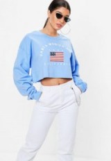 Missguided blue santa monica pier print cropped sweatshirt ~ sporty tops
