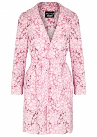 BOUTIQUE MOSCHINO Pink lace coat | luxe tie waist wrap coats - flipped
