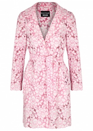 BOUTIQUE MOSCHINO Pink lace coat | luxe tie waist wrap coats
