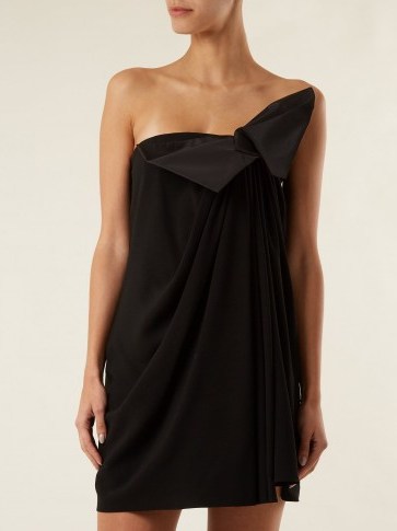 SAINT LAURENT Bow-embellished strapless crepe dress ~ evening glamour ~ lbd - flipped