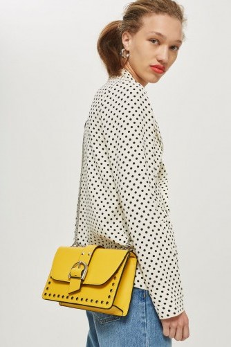 TOPSHOP Bronte Buckle Shoulder Bag ~ yellow handbags - flipped