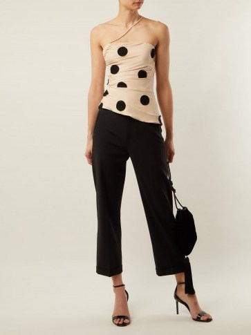 JACQUEMUS Bruella polka-dot top ~ beige side ruched tops - flipped