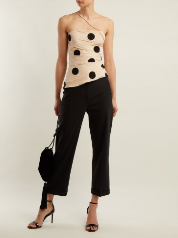 JACQUEMUS Bruella polka-dot top ~ beige side ruched tops
