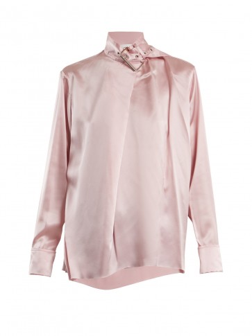 MARQUES’ALMEIDA Buckle-collar silk-satin top ~ blossom-pink high neck tops